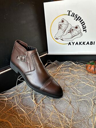 Taşpınar %100 Hakiki Deri Erkek Günlük Kışlık Kauçuk Kaymaz Taban Rahat Klasik  Bot 39-45