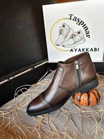 Taşpınar %100 Hakiki Deri Erkek Günlük Kışlık Kauçuk Kaymaz Taban Rahat Klasik  Bot 39-45