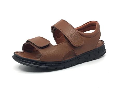 Taşpınar %100 Hakiki Deri Ortopedik Erkek Yazlık Günlük Cırtlı Hafif & Esnek Terlik-Sandalet 40-45