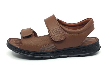 Taşpınar %100 Hakiki Deri Ortopedik Erkek Yazlık Günlük Cırtlı Hafif & Esnek Terlik-Sandalet 40-45