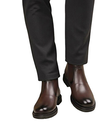 Taşpınar %100 Hakiki Deri Erkek Günlük Kışlık Kauçuk Kaymaz Taban Rahat Klasik Fermuarlı Bot 40-44