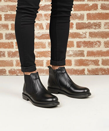 Taşpınar %100 Hakiki Deri Erkek Günlük Kışlık Kauçuk Kaymaz Taban Rahat Klasik Fermuarlı Bot 40-44