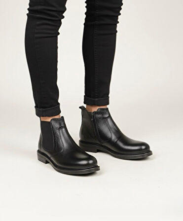 Taşpınar %100 Hakiki Deri Erkek Günlük Kışlık Kauçuk Kaymaz Taban Rahat Klasik Fermuarlı Bot 40-44