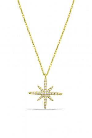 Kutup Yıldızı Tasarım 925 Ayar Gümüş Kadın Kolye