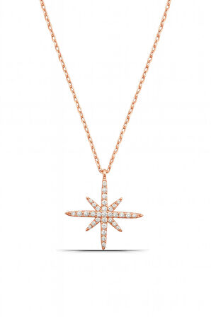 Kutup Yıldızı Tasarım 925 Ayar Gümüş Kadın Kolye