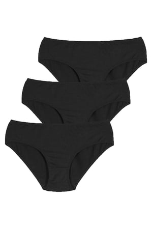 Cover 3lü Pamuklu Siyah Slip Külot