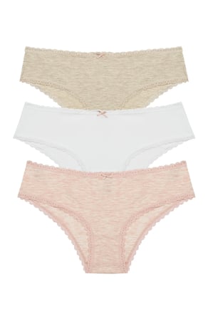 Daily Lace 3'lü Pamuklu Bej Slip Külot
