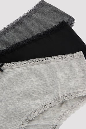 Daily Lace 3'lü Pamuklu Gri Hipster Külot
