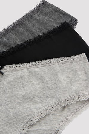 Daily Lace 3'lü Pamuklu Gri Hipster Külot