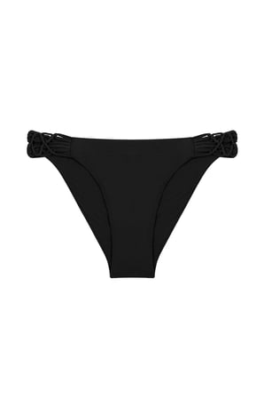 Siyah Basic Kenarları Makrome Detaylı Bikini Altı