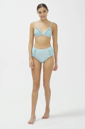 Mint Yeşili Nora High Ruffle Bikini Altı