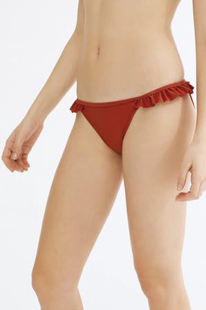 Turuncu Tuva Frill Side Bikini Altı