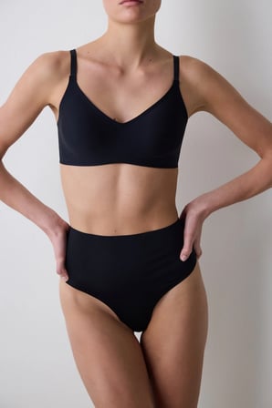 Siyah Light Yüksek Bel Thong Korse