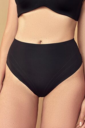 Siyah Light Yüksek Bel Thong Korse