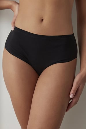 Siyah Pamuklu Fresh Basic Cover Yüksek Bel Slip Külot