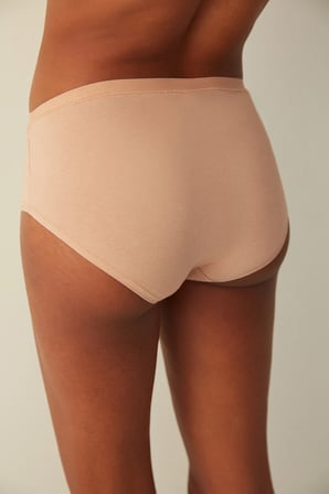 Bej Pamuklu Fresh Basic Cover Yüksek Bel Slip Külot