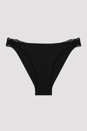 Siyah Basic Yanları Makrome Detaylı Bikini Altı