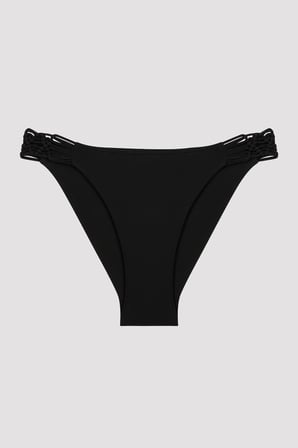 Siyah Basic Yanları Makrome Detaylı Bikini Altı