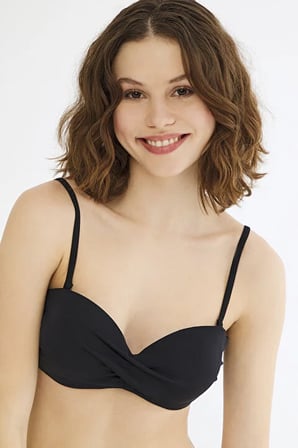Basic Straplez Siyah Bikini Üstü