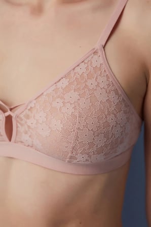 Gül Kurusu Triangle Banded Lace Balensiz Sütyen