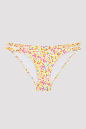 Çok Renkli Çiçek Desenli Yanları Boşluk Detaylı Soleil Bikini Altı