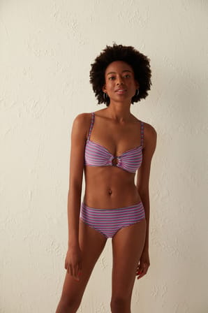 Çok Renkli Çizgili Paloma Straplez Bikini Üstü