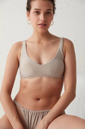 Bej Simli Side Bikini Altı