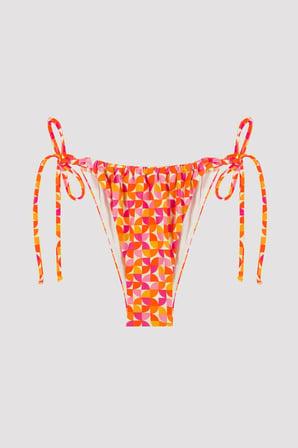 Çok Renkli Desenli Retro Bağlamalı Bikini Altı