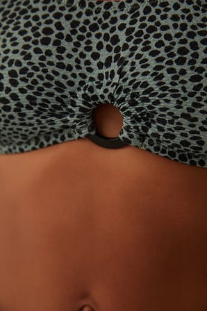 Gri ve Siyah Hunter Aksesuar Detaylı Bikini Üstü