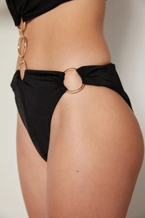 Siyah Metal Detaylı Puccini Monokini Mayokini-Özgür Masur Koleksiyonu