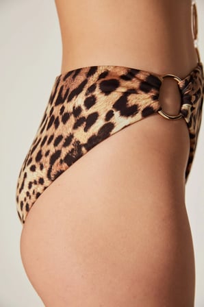 Leopar Desenli Metal Detaylı Puccini Monokini Mayokini-Özgür Masur Koleksiyonu