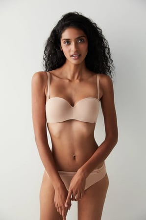 Bej Angelina Straplez Push Up Balenli Sütyen