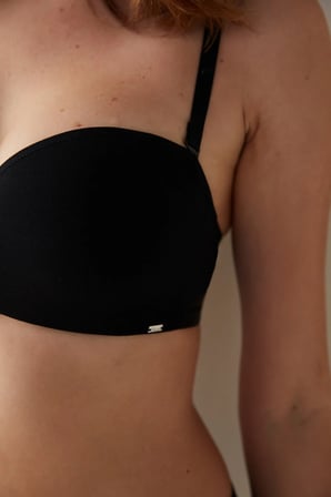 Siyah Angelina Straplez Push Up Balenli Sütyen
