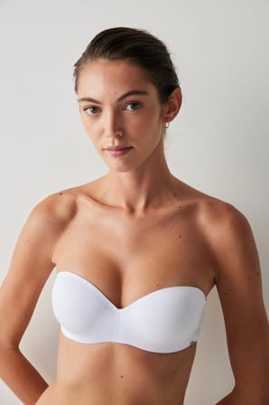 Beyaz Angelina Straplez Push Up Balenli Sütyen