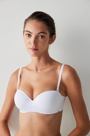 Beyaz Angelina Straplez Push Up Balenli Sütyen