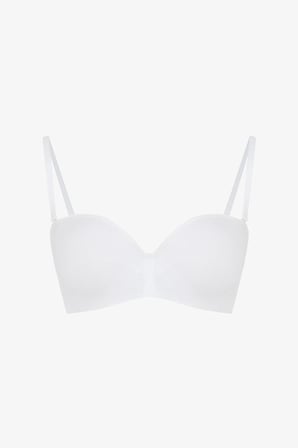 Beyaz Angelina Straplez Push Up Balenli Sütyen