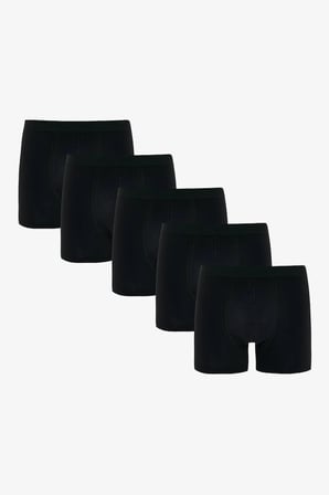Erkek Pamuklu Basic Black 5li Boxer