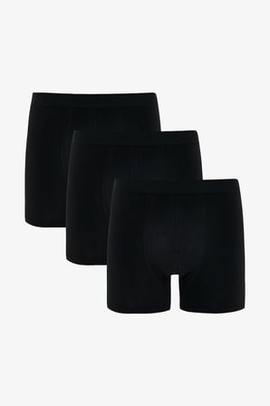Erkek Pamuklu Basic Black 3'lü Boxer