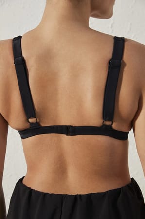 Siyah Basic Deep V Bikini Üstü