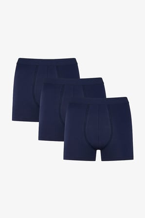 Erkek Pamukl Basic Mavi 3'lü Boxer Külot