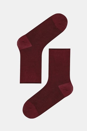 Modal Karışımlı Rahat Lastik Siyah&Bordo Soket Çorap