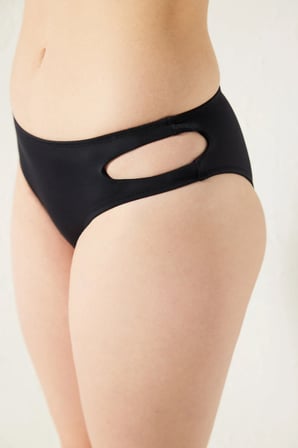 Basic Kesik Detaylı Siyah Bikini Altı