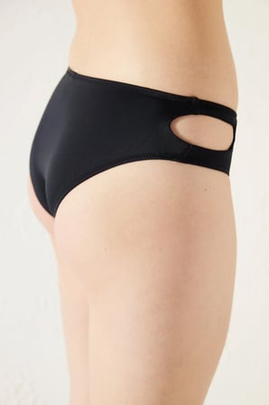 Basic Kesik Detaylı Siyah Bikini Altı