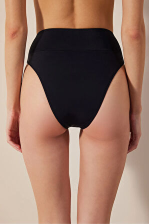 Basic Super High Leg Siyah Bikini Altı