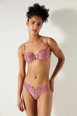 Aurora Çizgi Desenli Straplez Balenli Bikini Üstü
