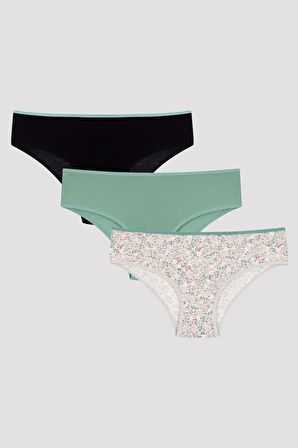 Floral Çiçek Desenli 3lü Cover Çok Renkli Slip Külot