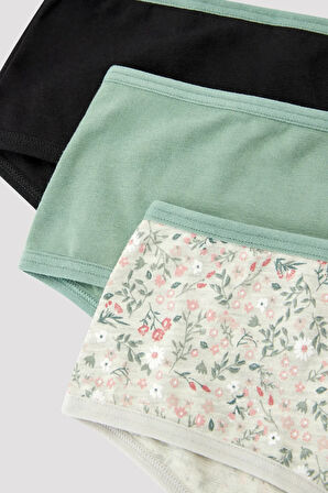 Floral Çiçek Desenli 3lü Cover Çok Renkli Slip Külot