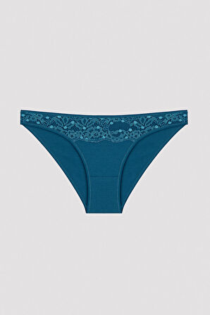 Dantel Detaylı Koyu Ton 3lü Slip Külot