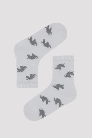Kız Çocuk Parıltı Detaylı Dark Unicorn 3 lü Soket Çorap