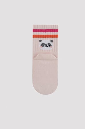 Kız Çocuk Panda Çizgi Detaylı 2 li Tenis Soket Çorap